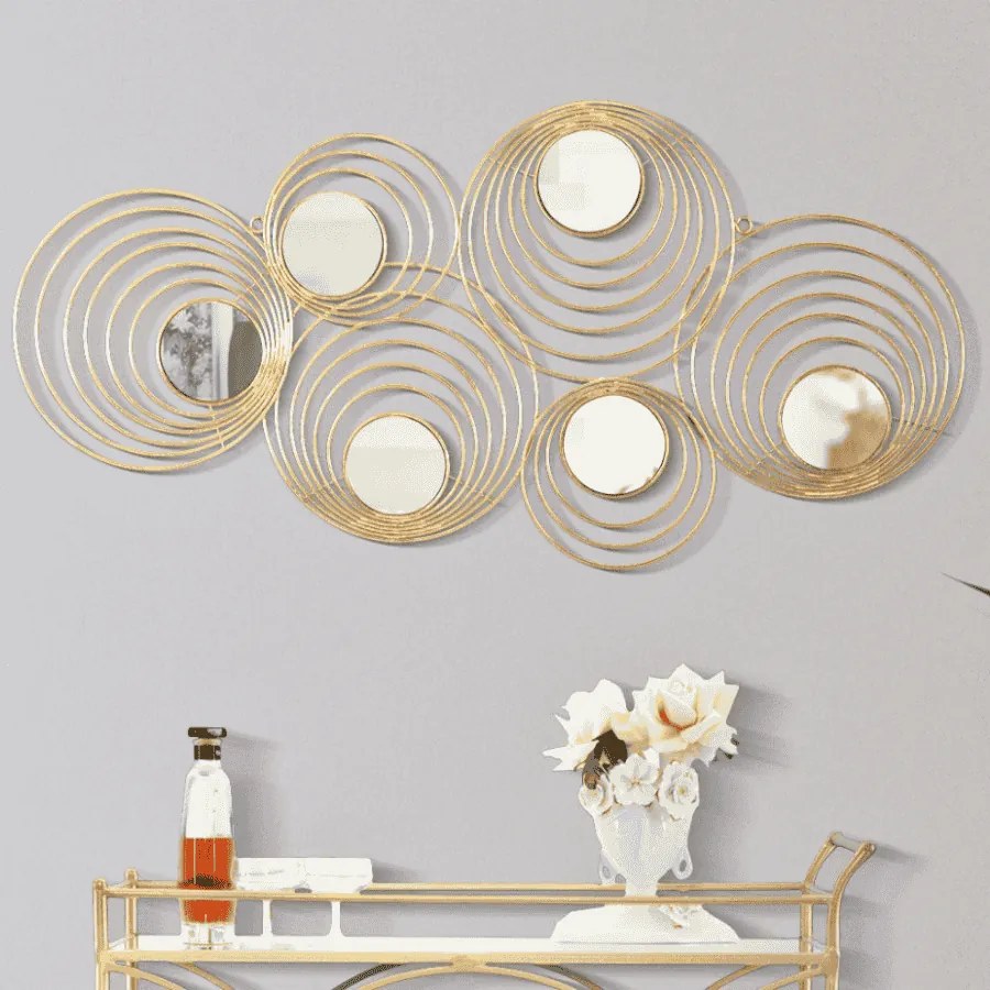 PAINEL DE PAREDE DE FERRO 3D RAYS CM 90X2,5X45 Dourado