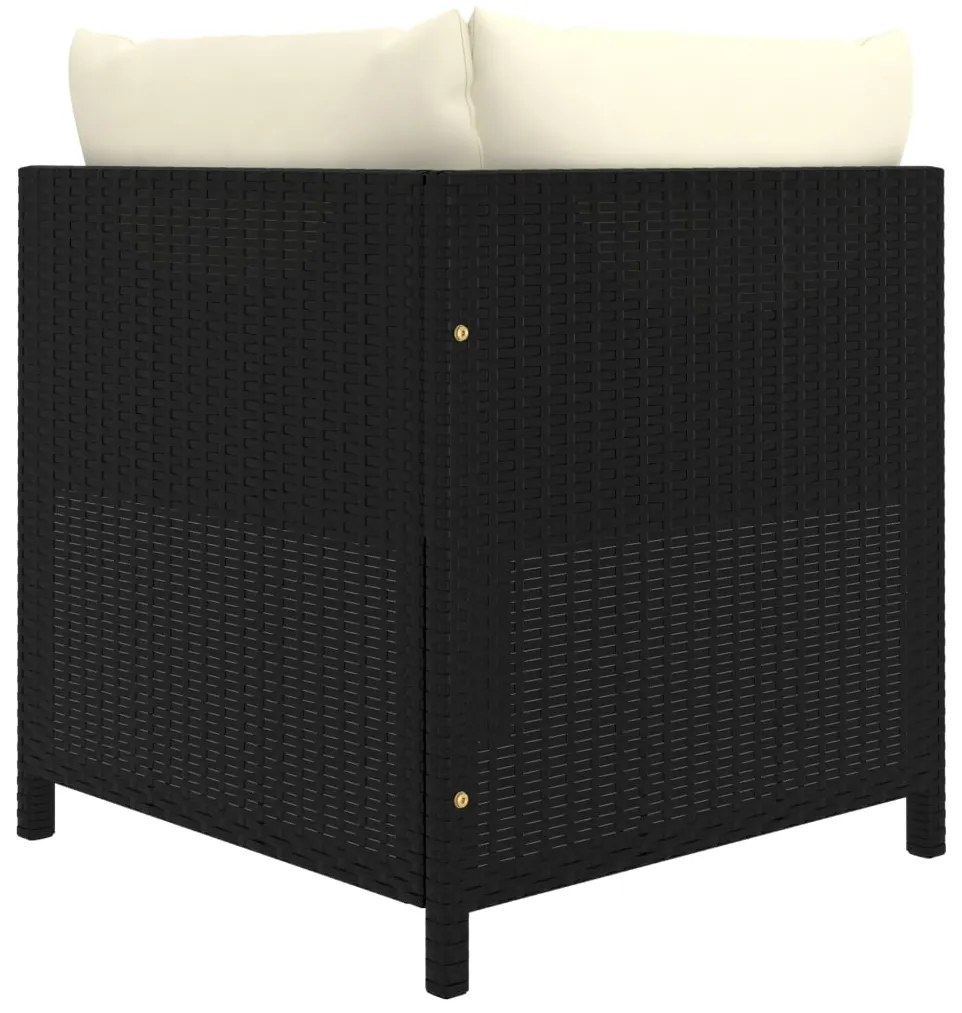 7 pcs conjunto lounge de jardim c/ almofadões vime PE preto