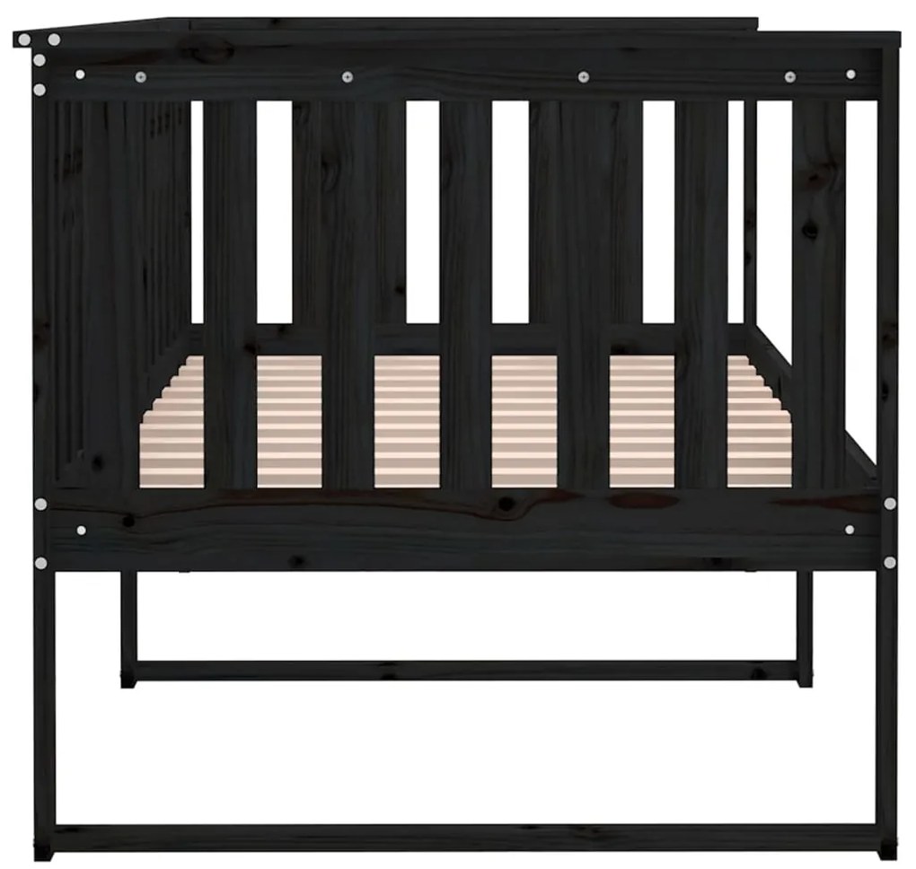Sofá-cama 90x190 cm madeira de pinho maciça preto