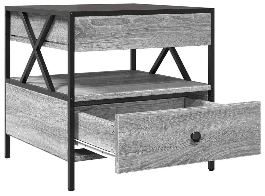 Mesa de centro luzes LED Infinity 50x50x51 cm cinzento sonoma