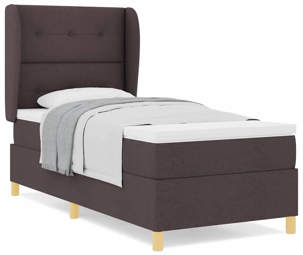 Cama Box Spring vidaXL com Colchão Marrom Escuro 100x200 cm Tecido