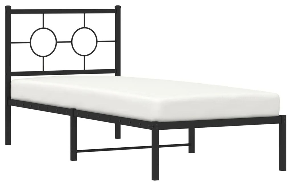Estrutura de cama metal s/ colchão c/ cabeceira 75x190 cm preto