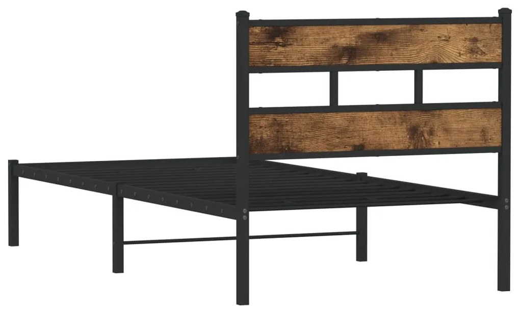 Estrutura de cama sem colchão 100x200 cm metal carvalho fumado
