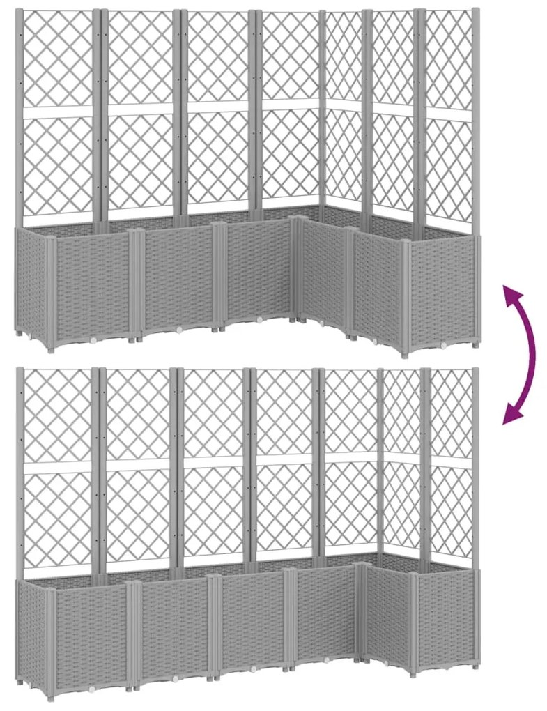 Vaso/floreira jardim c/ treliça 160x120x140 cm PP cinza-claro