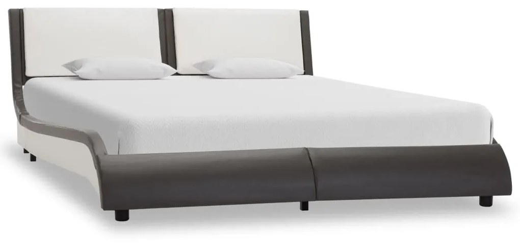 280348 vidaXL Estrutura de cama 120x200 cm couro artificial cinzento e branco