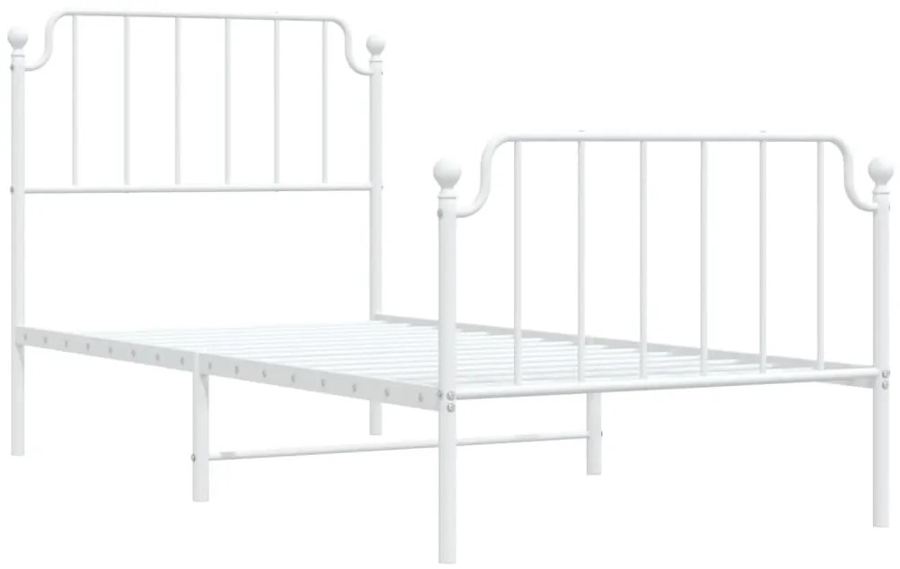 Estrutura de cama com cabeceira e pés 90x200 cm metal branco