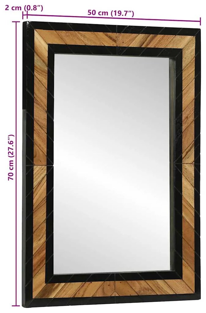 Espelho 70x2x70 cm Madeira Sólida de Acácia