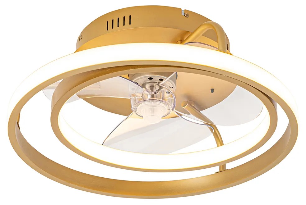 Ventilador de teto dourado 46,5cm incl. LED com controlo remoto - Kees Design