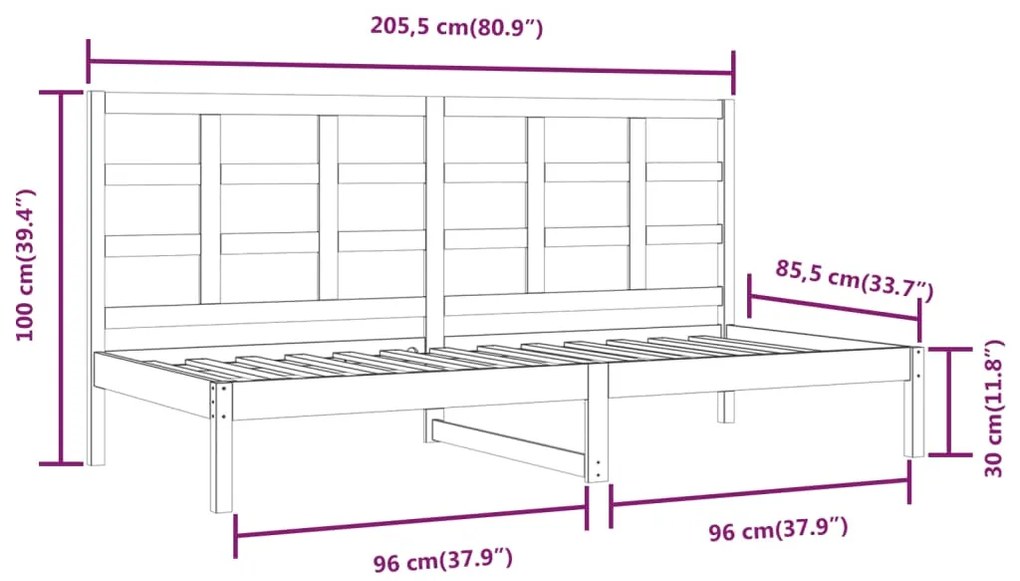 Sofá-cama sem colchão 80x200 cm madeira de pinho maciça branco