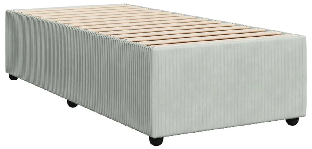 Cama com molas/colchão 90x190 cm veludo cinza-claro