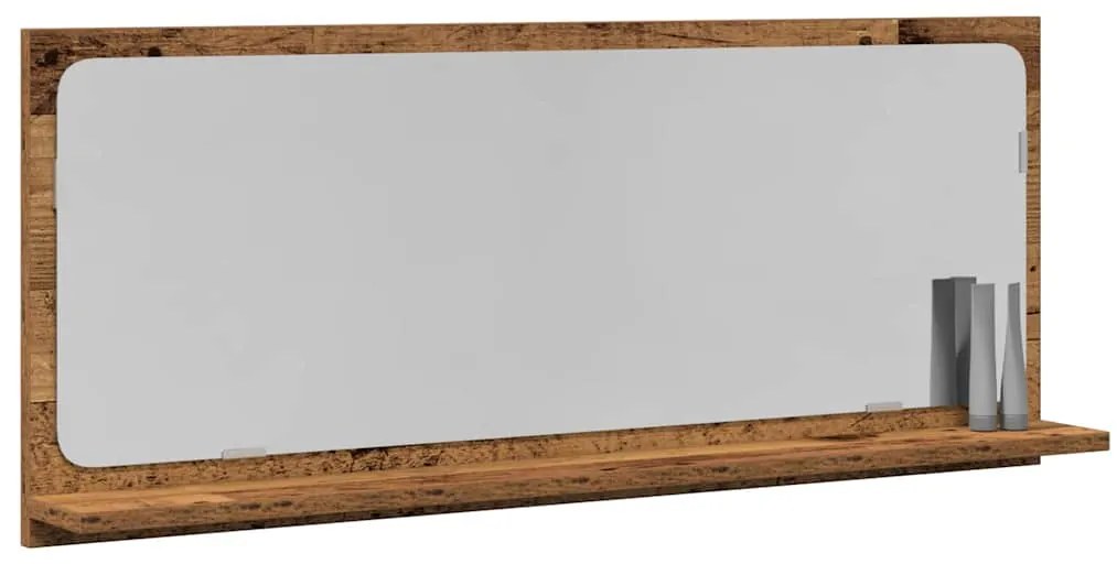 Espelho de Casa de Banho vidaXL de Madeira Antiga 90x10,5x37 cm em Com