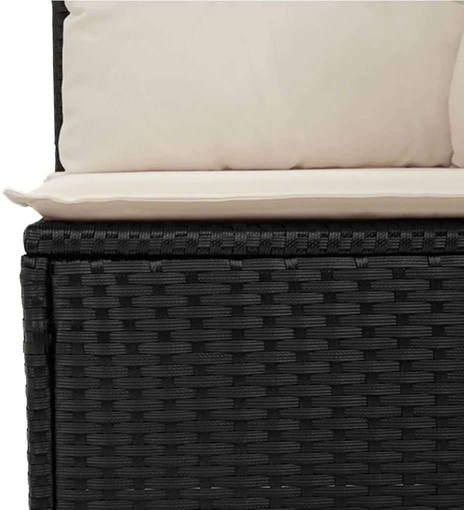 Sofá de jardim com almofadões 2 lugares vime PE preto