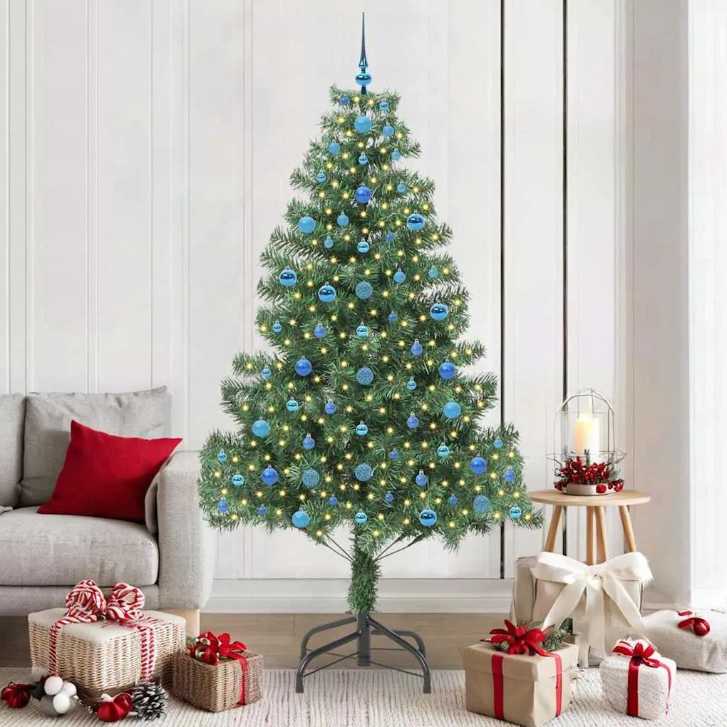 vidaXL Árvore de Natal com 300 LEDs com suporte Verde 210 cm PVC