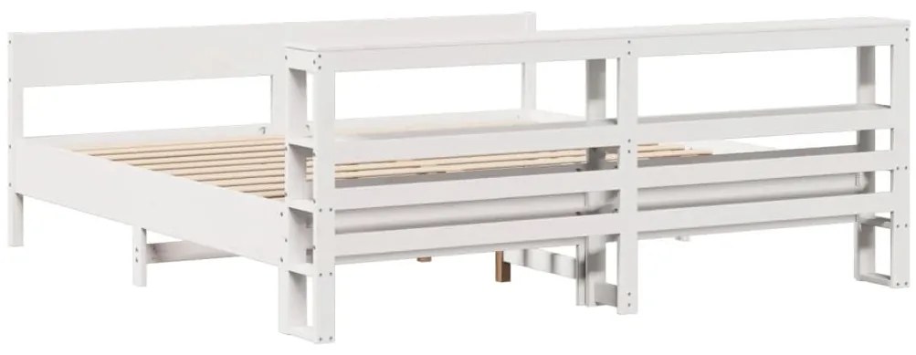 Cama sem colchão 200x200 cm madeira de pinho maciça branco