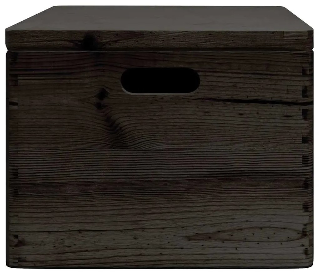Caixa madeira tampa pegas preta 40x30x23cm pinho madeira maciça