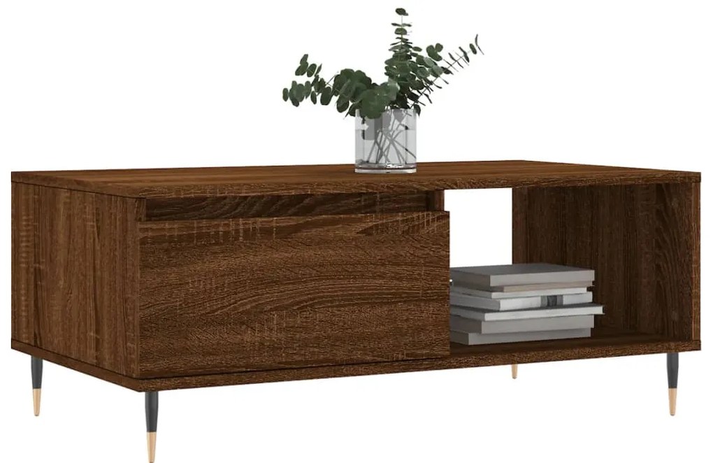 Mesa de centro 90x50x36,5cm derivados madeira carvalho castanho