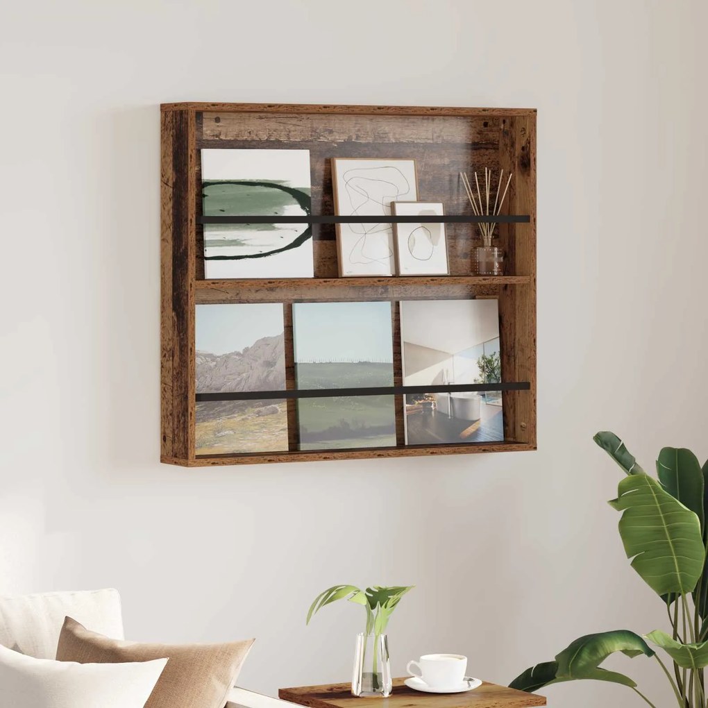 vidaXL Estante de Revistas Madeira antiga 80 x 12 x 70 cm