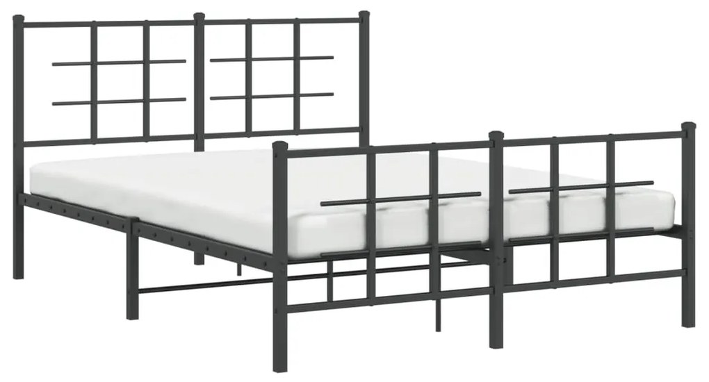 Estrutura de cama com cabeceira e pés 140x190 cm metal preto