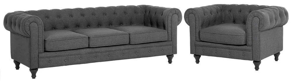 Conjunto de sofás de 4 lugares cinzento CHESTERFIELD Beliani