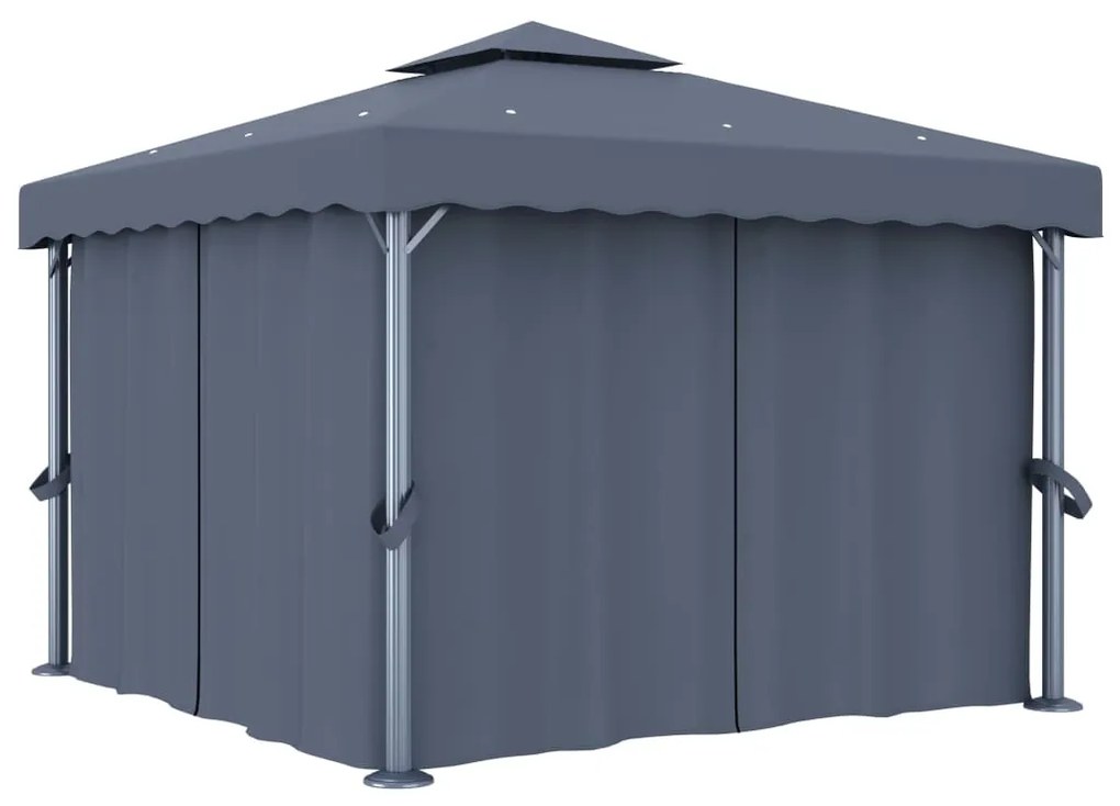 vidaXL Gazebo com cortina 3x3 m alumínio antracite