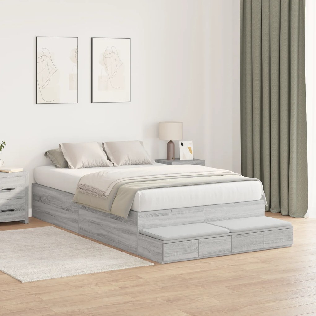 Cama com Arrumação Cinza Sonoma 120x190 cm