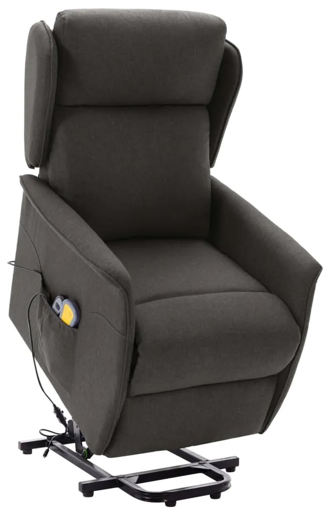 vidaXL Poltrona de massagens elevatória tecido cinzento-escuro