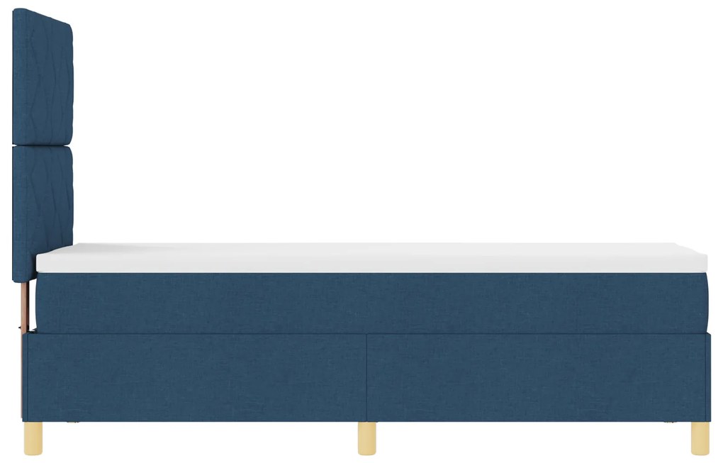 Cama Box Spring com Colchão e LED Azul 80x200 cm Tecido