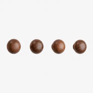 Pack De 4 Cabides De Parede Em Madeira Crel Castanho-acácia Escuro - Sklum