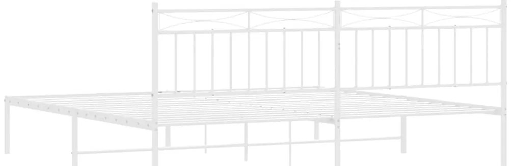 Estrutura de cama com cabeceira 193x203 cm metal branco