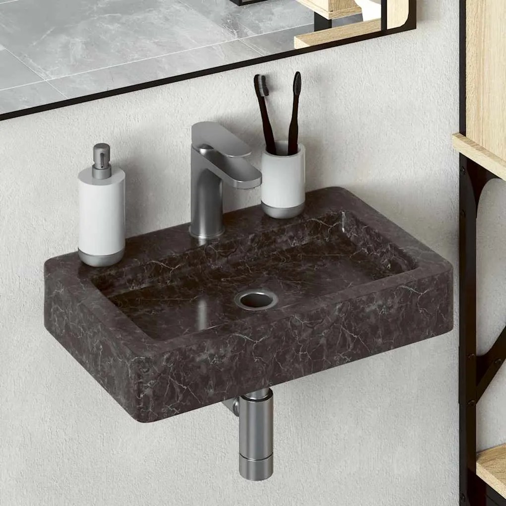 Lavatório de parede 38x24x6,5 cm mármore preto