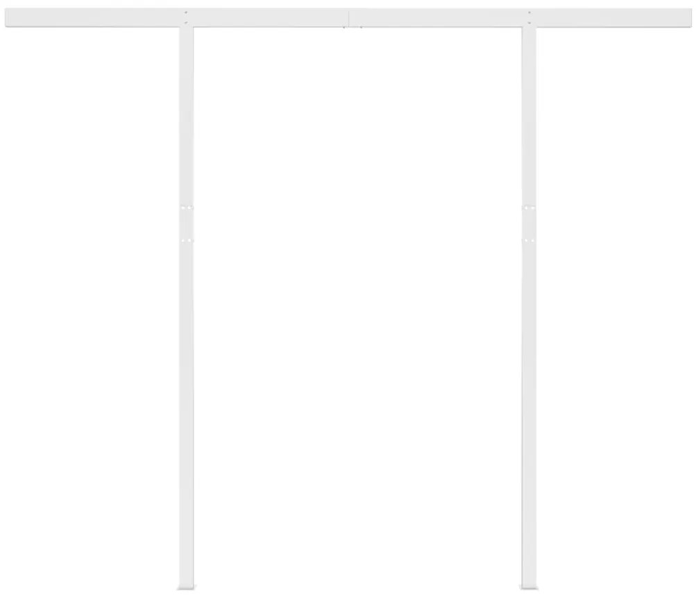 Toldo retrátil automático com postes 3,5x2,5 m amarelo e branco