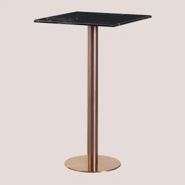 Mesa Alta De Bar Quadrada 60x60 Cm Em Mármore Cosmopolitan Mármore Nero Marquina & Oro Rosa - Sklum