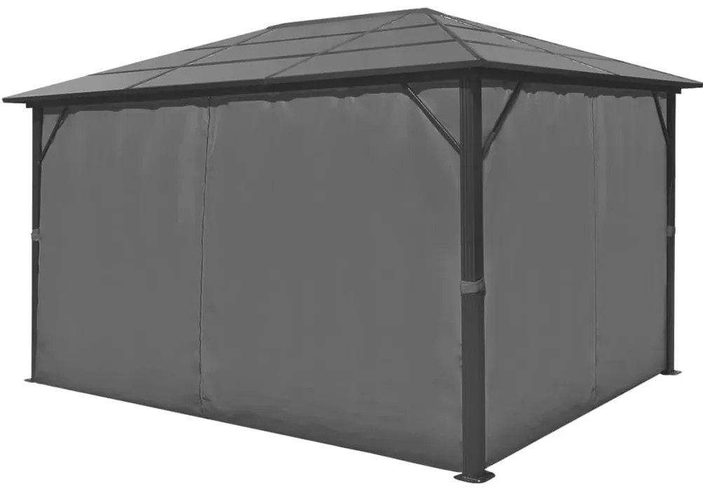 Gazebo com cortina em alumínio 400 x 300 cm antracite