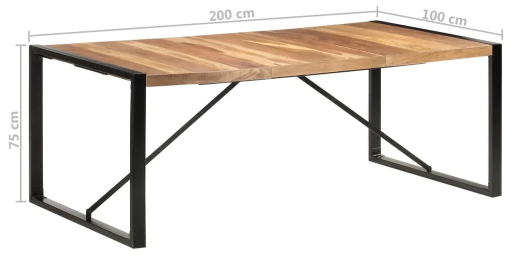 Mesa de jantar 200x100x75 cm madeira maciça
