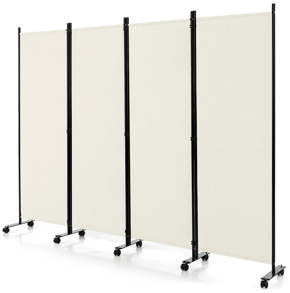 Divisória de ambiente com 6 painéis e 6 pés de altura sobre rodas - preta