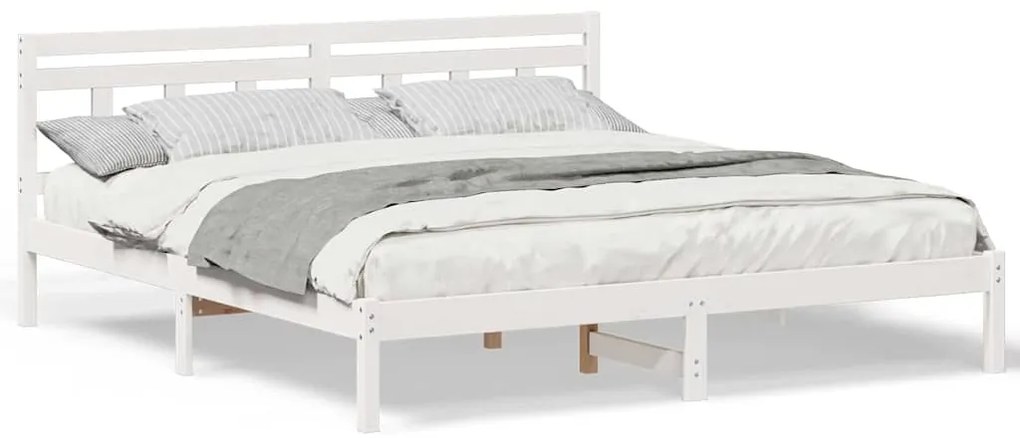Estrutura da Cama Branco 180 x 200 cm Madeira de pinho maciça
