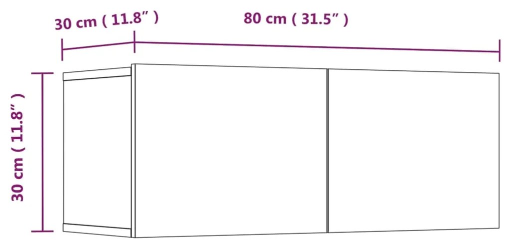 Móveis TV 4pcs 80x30x30cm derivados de madeira branco brilhante