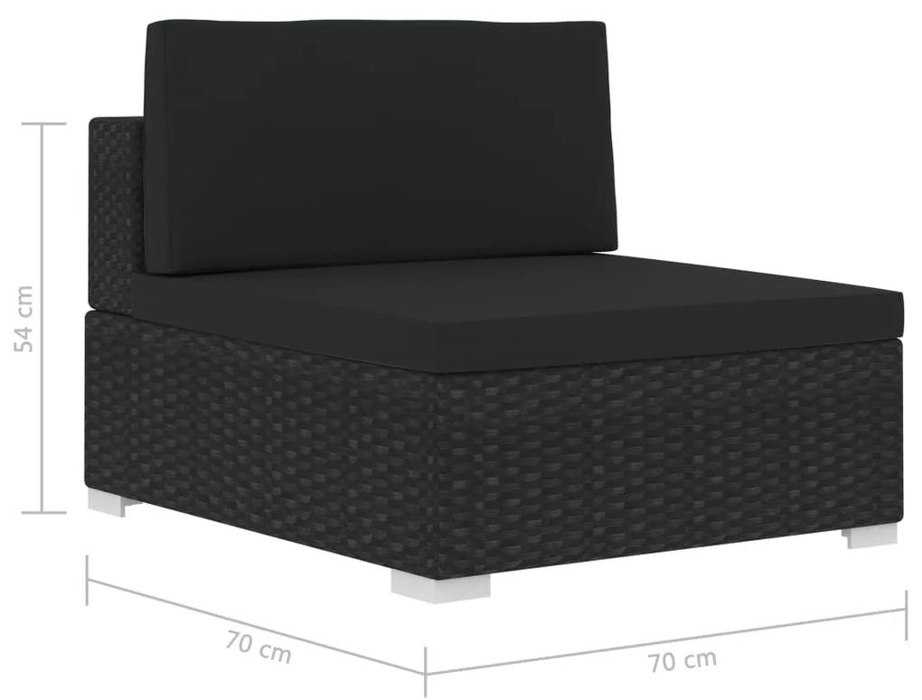 3 pcs conjunto sofás de jardim c/ almofadões vime PE preto