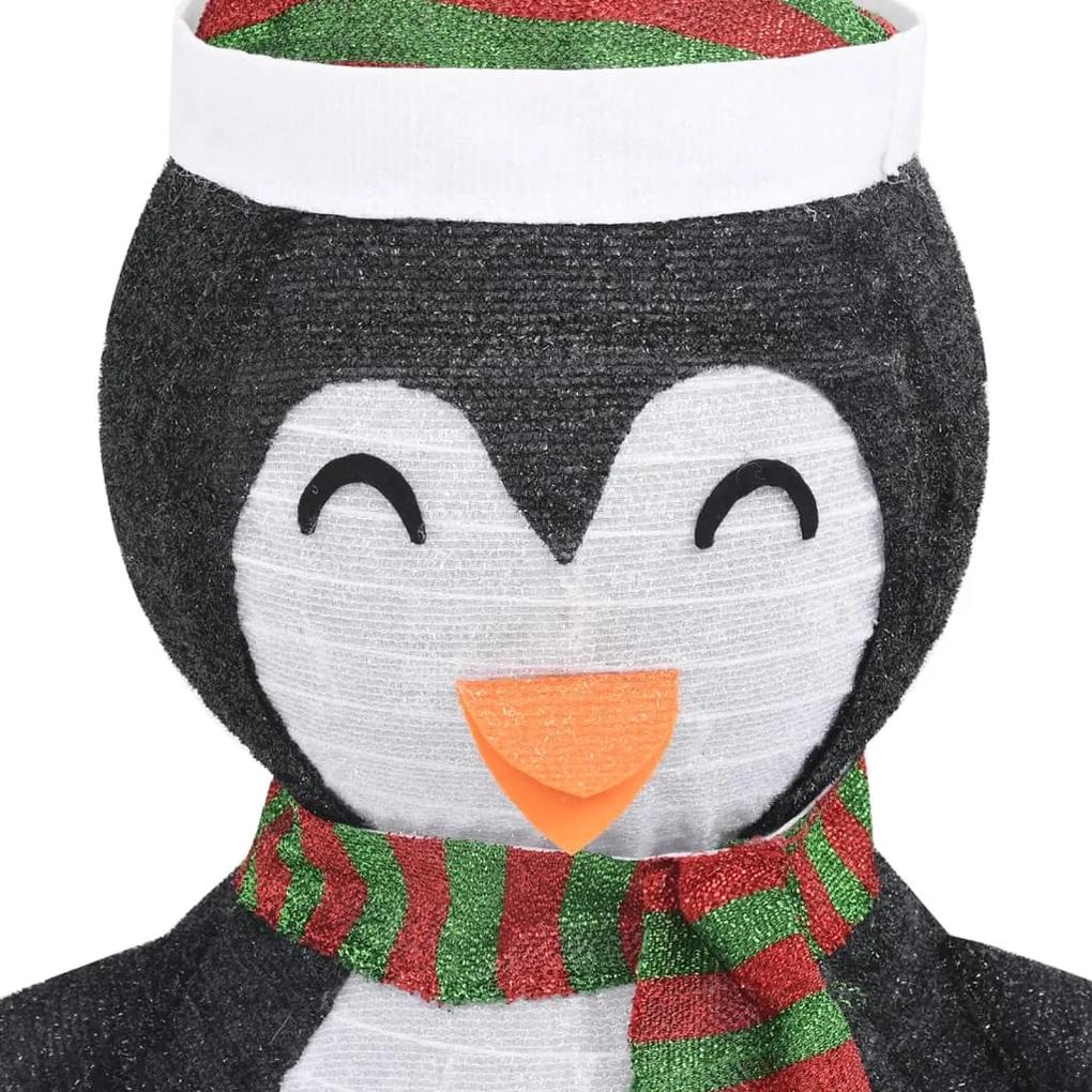 Pinguim de Natal decorativo com luzes LED tecido de luxo 90 cm