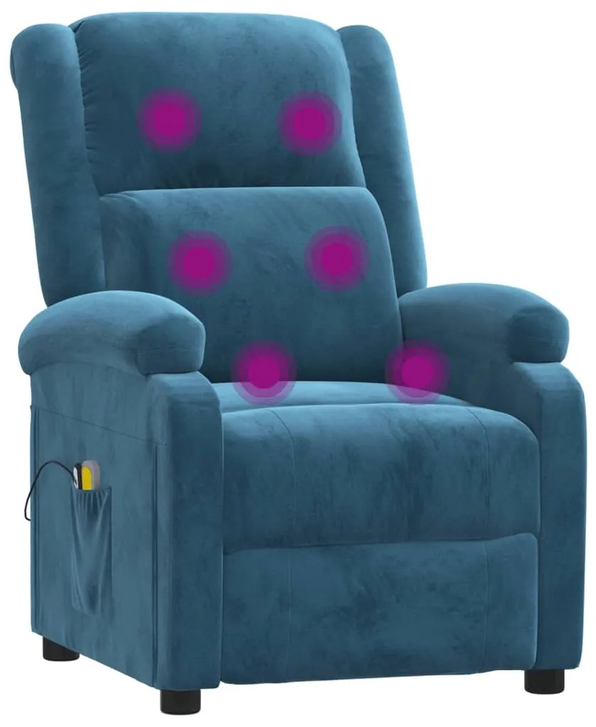 Poltrona de massagens elétrica veludo azul