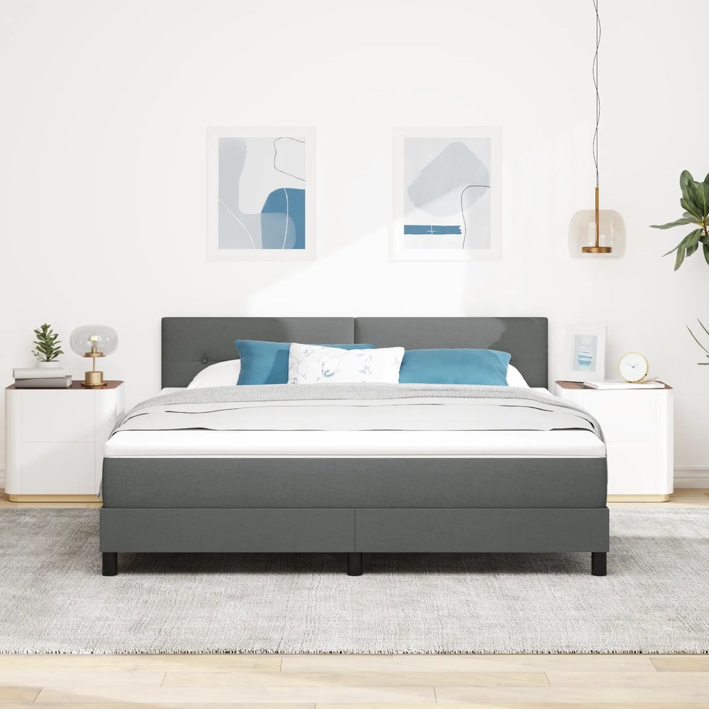 Cama Box com Colchão Cinza Escuro 180x200 cm Tecido