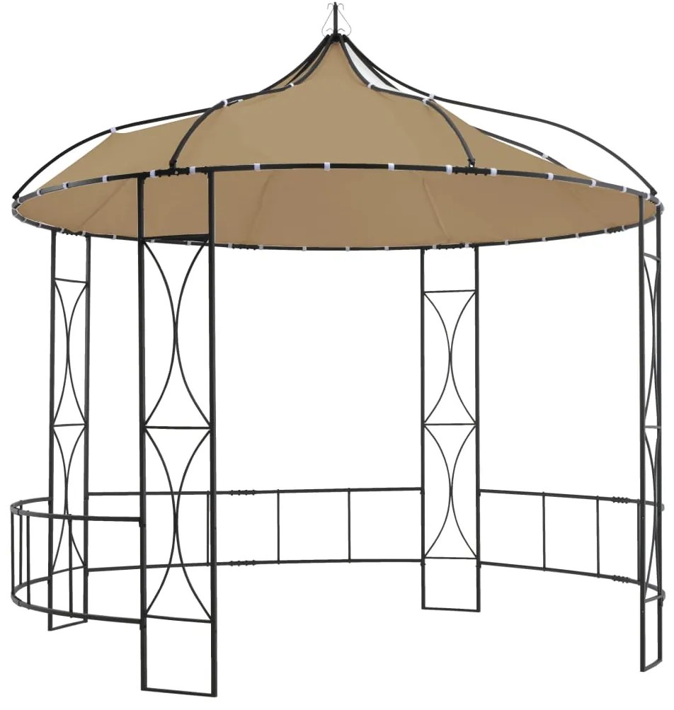 vidaXL Gazebo redondo 300x290 cm cinzento-acastanhado