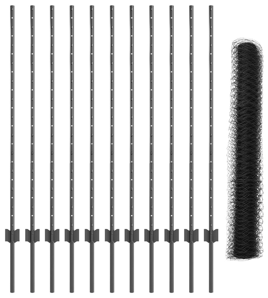 Conjunto de Cerca de Jardim Conjunto de 2 Cinza Metal Grande