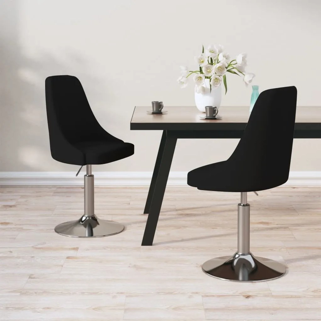 vidaXL Cadeiras de jantar giratórias 2 pcs tecido preto