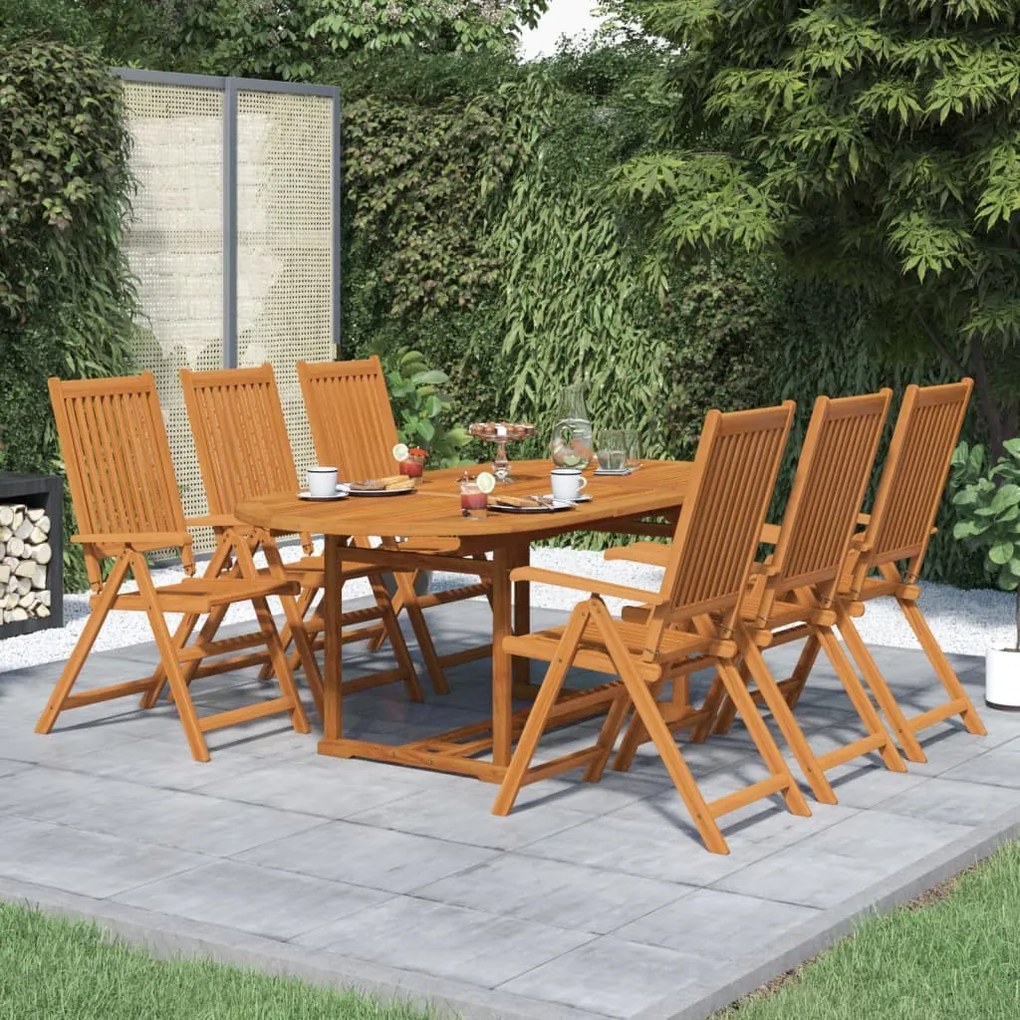 vidaXL 7 pcs conjunto de jantar exterior madeira acácia maciça