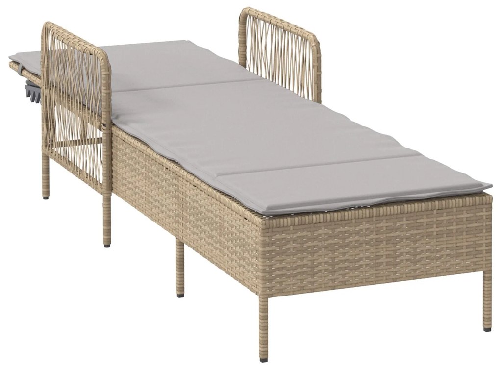 Espreguiçadeira Bege e cinza claro Rattan PE 157 x 55 x 92 cm