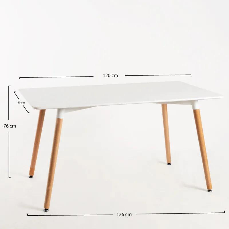 Mesa de Jantar Oslo Branca - 120x80cm - Design Nórdico