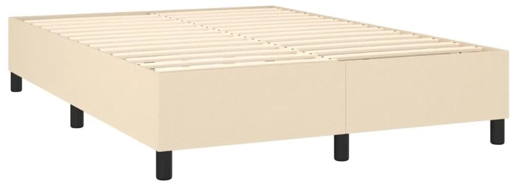 Cama box spring c/ colchão e LED 140x200 cm tecido cor creme