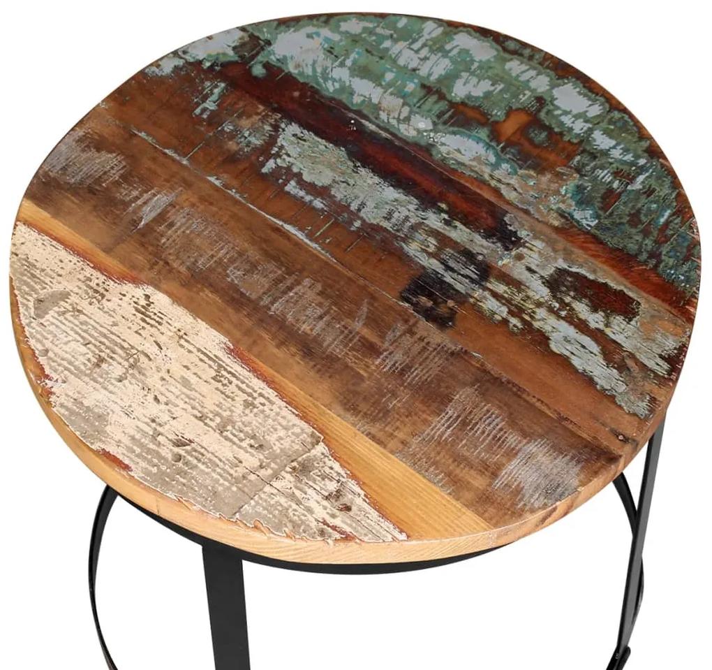 Conjunto mesa centro redonda madeira reciclada 2 pcs 40cm/50cm