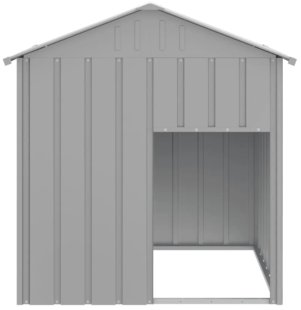 Casota para cães com telhado aço galvanizado cinzento-claro